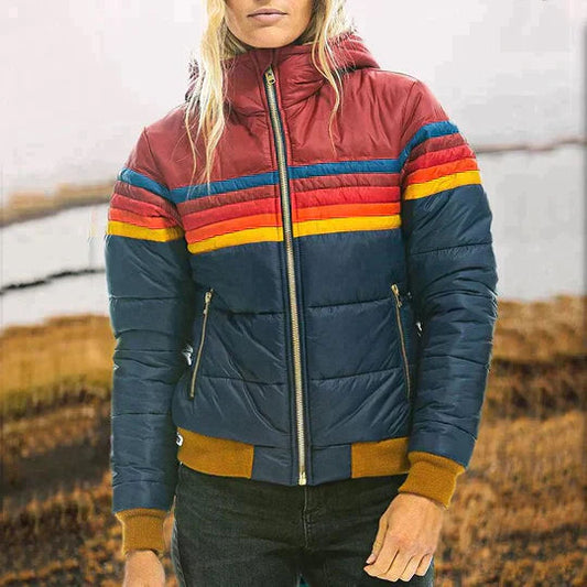 Roswitha - Chaqueta retro con capucha de pelo sintético