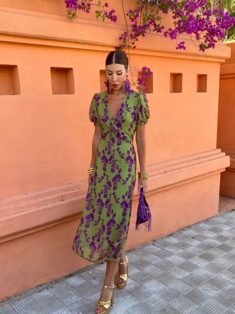 Eloise™ Elegantes Printkleid mit V-Ausschnitt