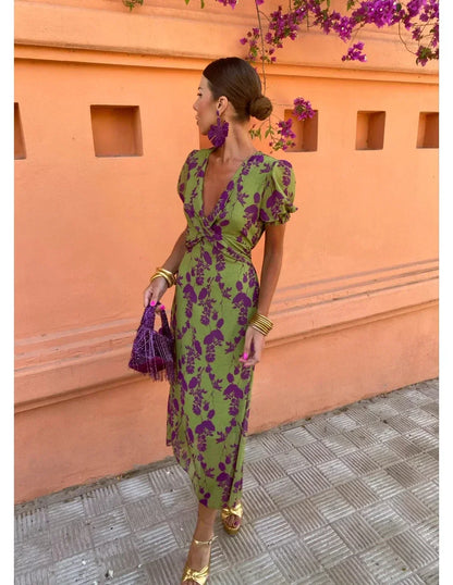 Eloise™ Elegantes Printkleid mit V-Ausschnitt