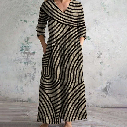 Kyla | Vestido largo vintage a rayas