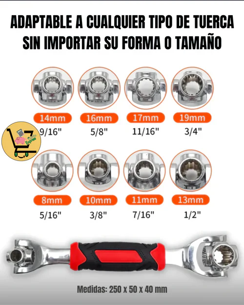 LLAVE INGLESA 48 EN 1 - CON CABEZAL GIRATORIO 360 GRADOS