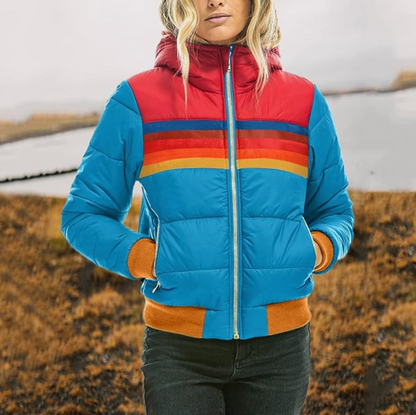 Roswitha - Chaqueta retro con capucha de pelo sintético
