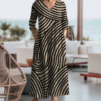 Kyla | Vestido largo vintage a rayas