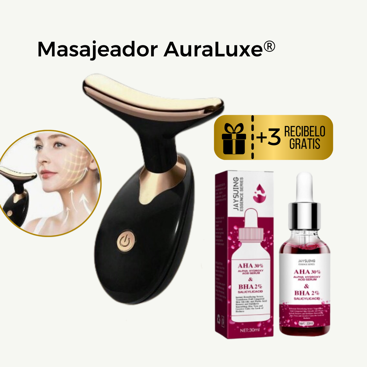 (COMPRA 1 LLEVA + 3 SERUM) Masajeador AuraLuxe® + Regalo Gratis